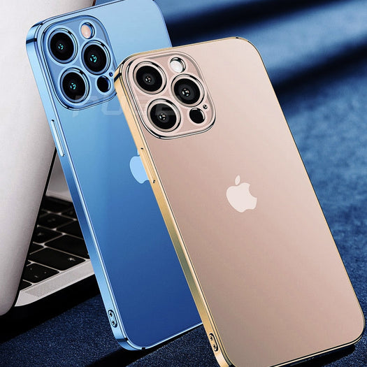 Luxury Square Silicon Clear Back Case With Camera Protection For iPhone 12 Pro Max - Premium Cases