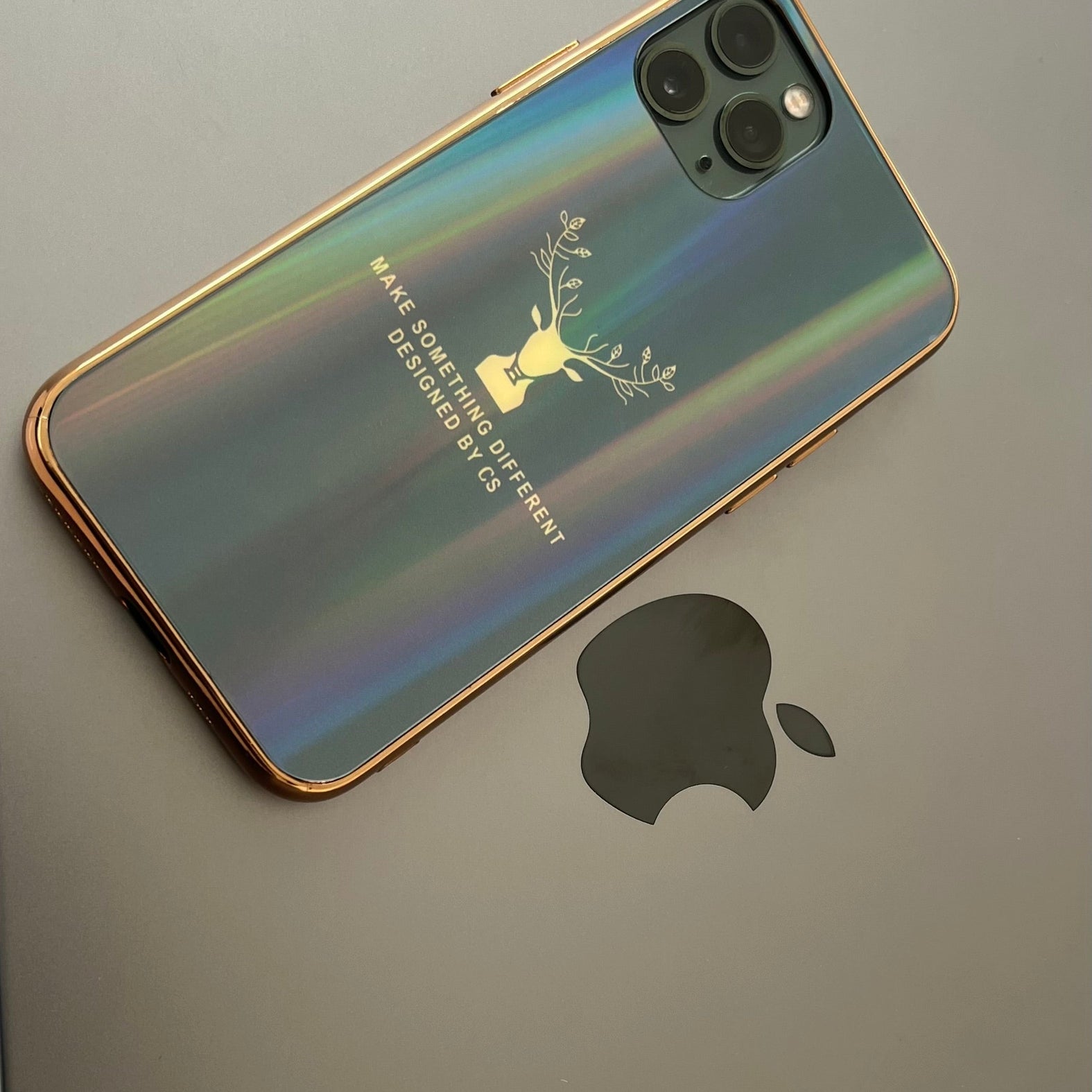 Gradient Deer Glass Back Case For iPhone 12