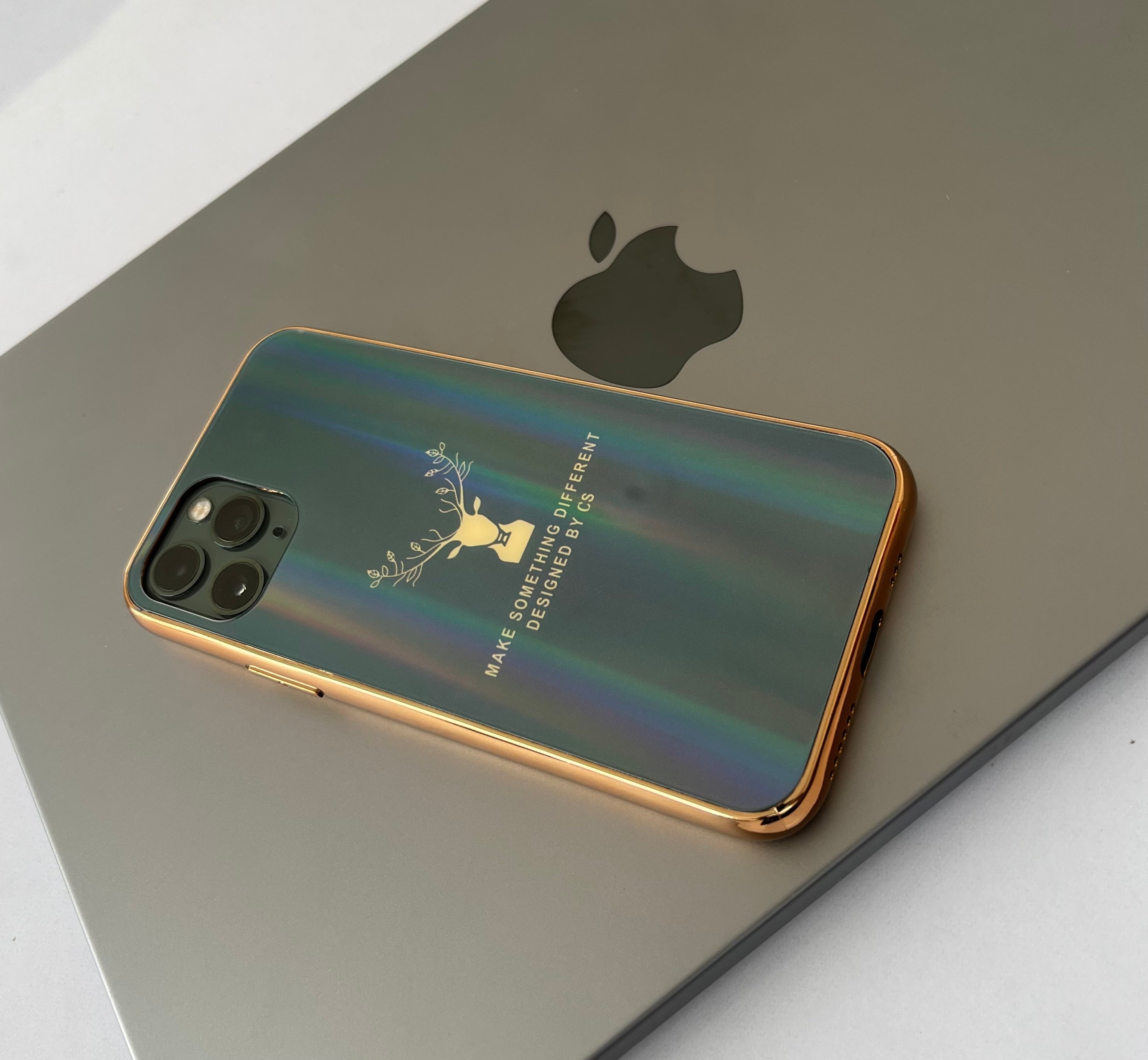 Gradient Deer Glass Back Case For iPhone 12