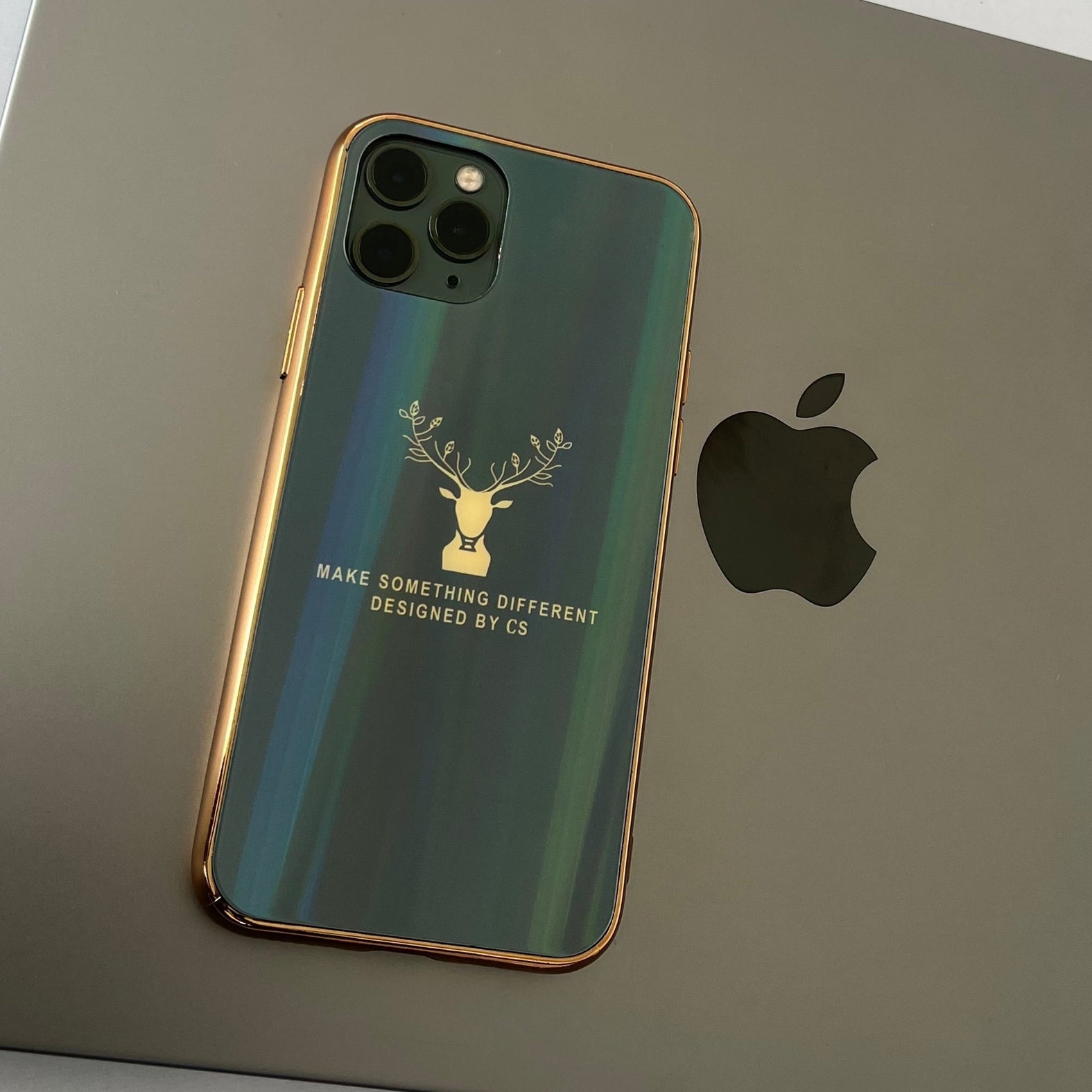 Gradient Deer Glass Back Case For iPhone 12