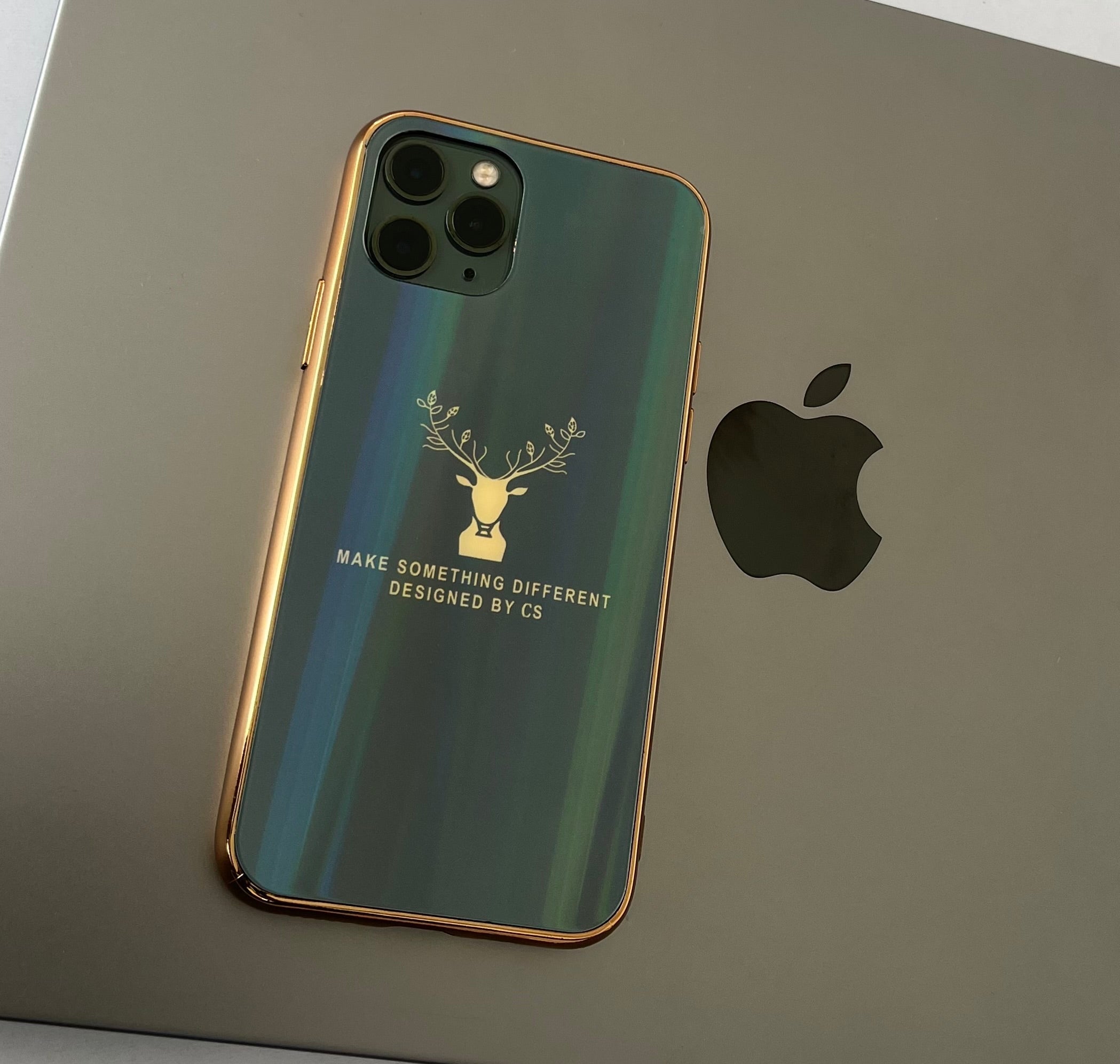 Gradient Deer Glass Back Case For iPhone 12