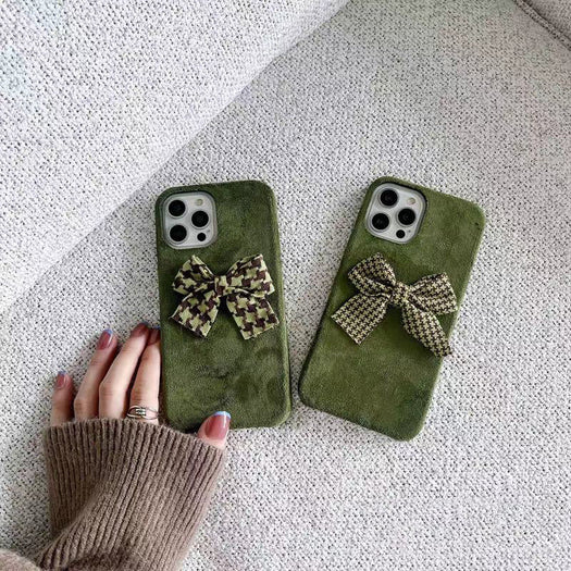 Premium Velvet Cloth with Bow Back Case for Apple iPhone 13 Pro Max