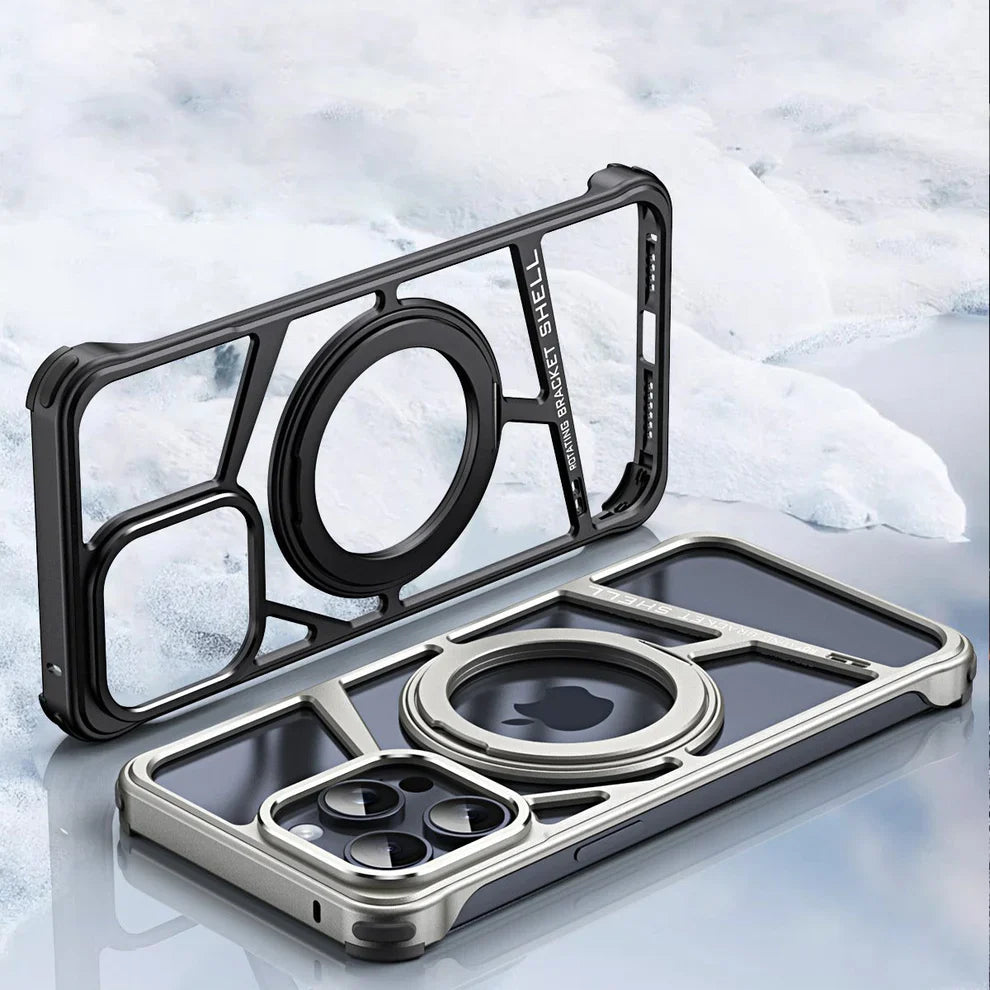 Metal Zig Pattern Stand Case For iPhone 16 Pro