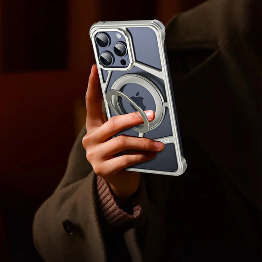 Metal Zig Pattern Stand Case For iPhone 16