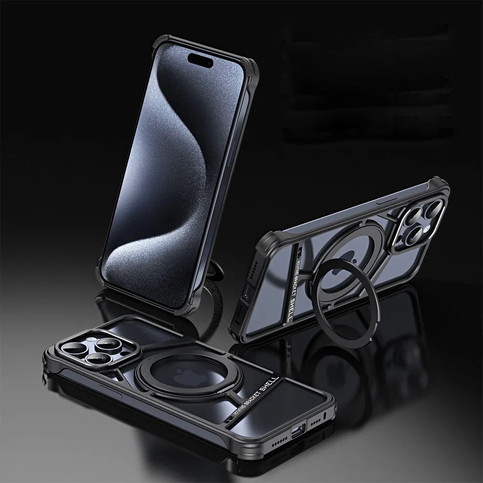 Metal Zig Pattern Stand Case For iPhone 16