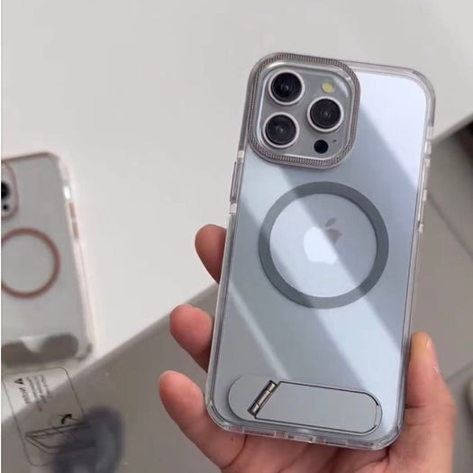Metal Stand Clear Magsafe Case For iPhone