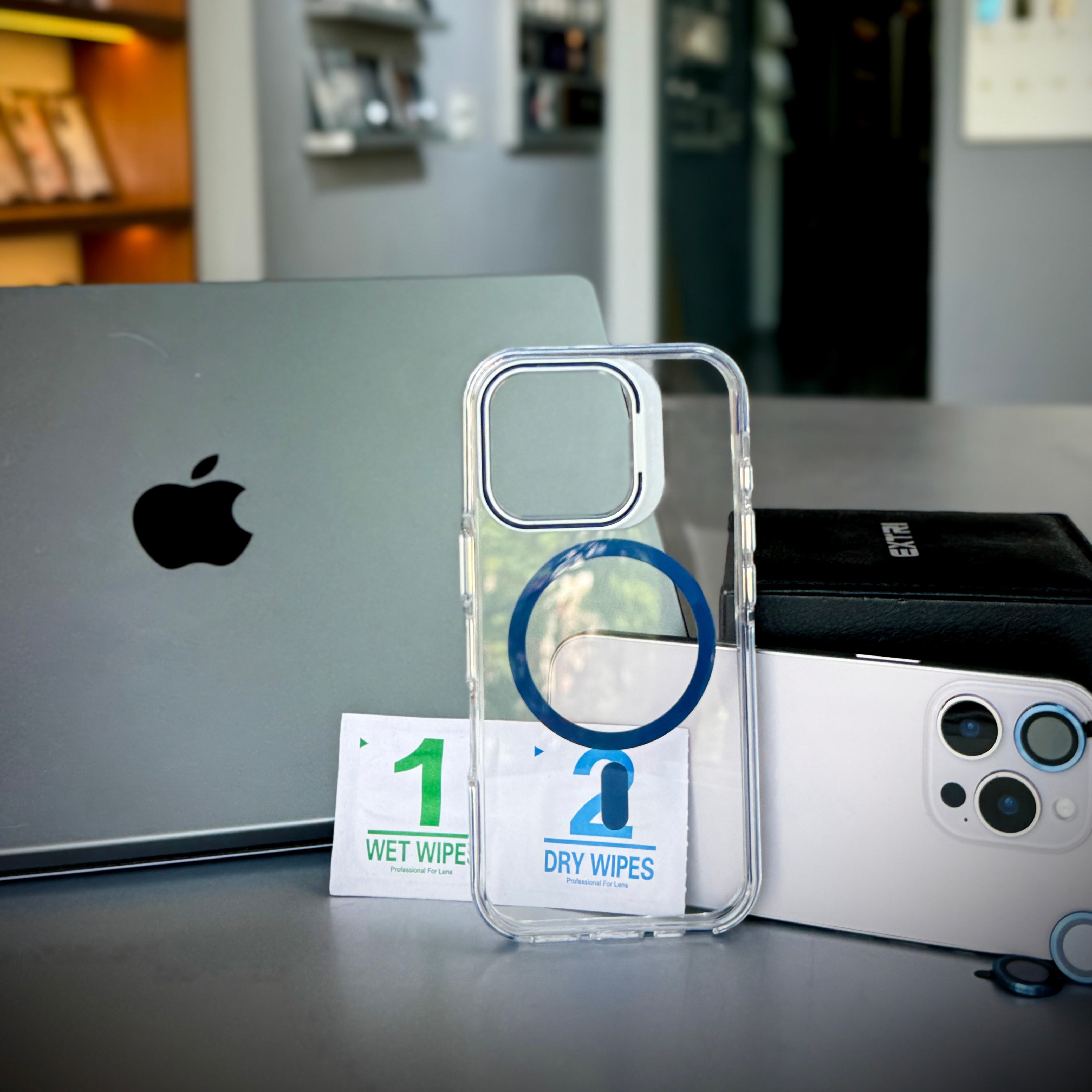 Camera Metal Stand Clear Magsafe Case For iPhone