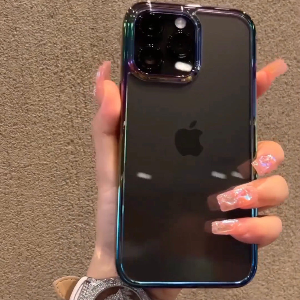 Transparent Heavy Duty Shining Gradient Back Case Cover for iPhone