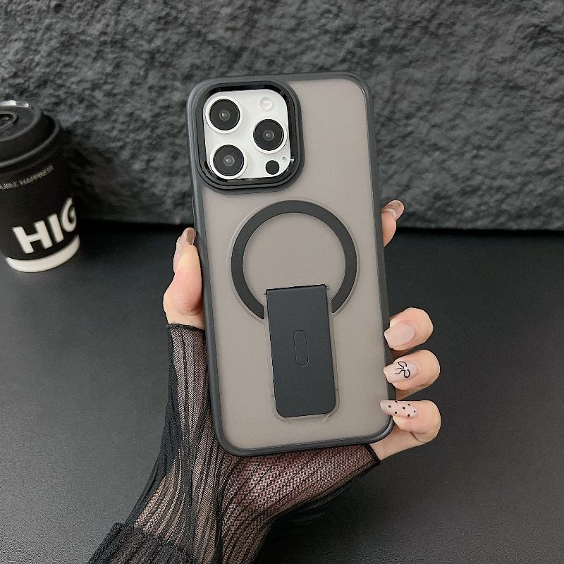 Luxury Kickstand Transparent Frosted Magnetic Case For iPhone