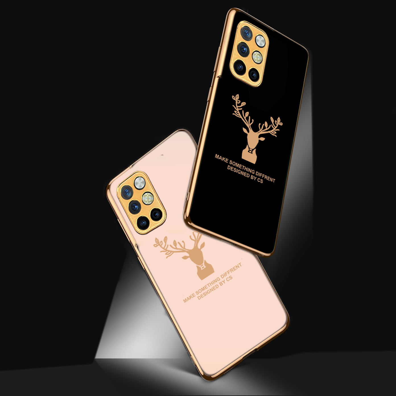 Luxury Golden Edges Deer Glass Back Case For Oneplus 8T - Premium Cases