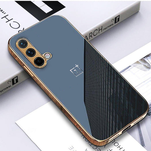 Premium Glossy Gold Edge Glass Back Case For Oneplus Nord CE - Premium Cases