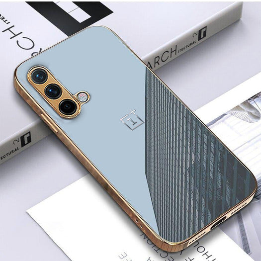 Premium Glossy Gold Edge Glass Back Case For Oneplus Nord CE - Premium Cases