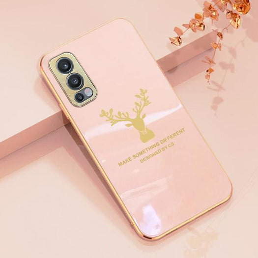 Deer Luxurious Gold Edge Glass Back Case For Oneplus Nord 2 - planetcartonline
