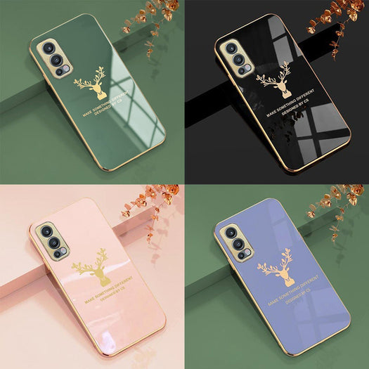 Deer Luxurious Gold Edge Glass Back Case For Oneplus Nord 2