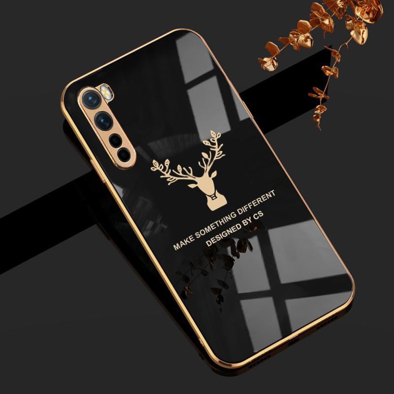 Deer Luxurious Gold Edge Glass Back Case For Oneplus Nord Series - planetcartonline