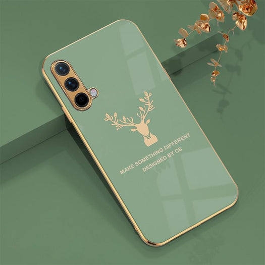 Deer Luxurious Gold Edge Glass Back Case For Oneplus Series - planetcartonline