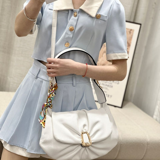 Luxury Vintage Cloud Leather Handbag For Female