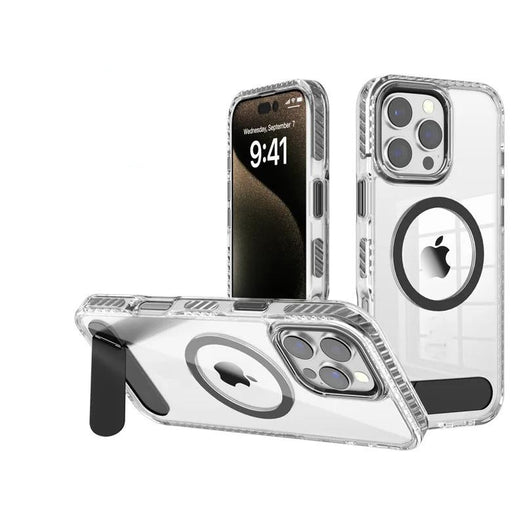 Metal Stand Clear Magsafe Case For iPhone