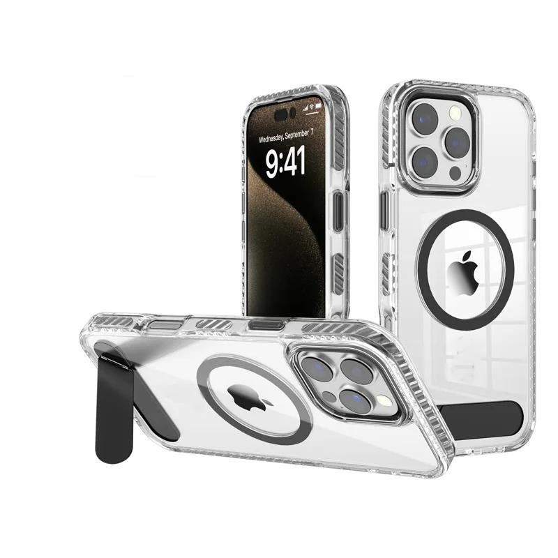 Metal Stand Clear Magsafe Case For iPhone