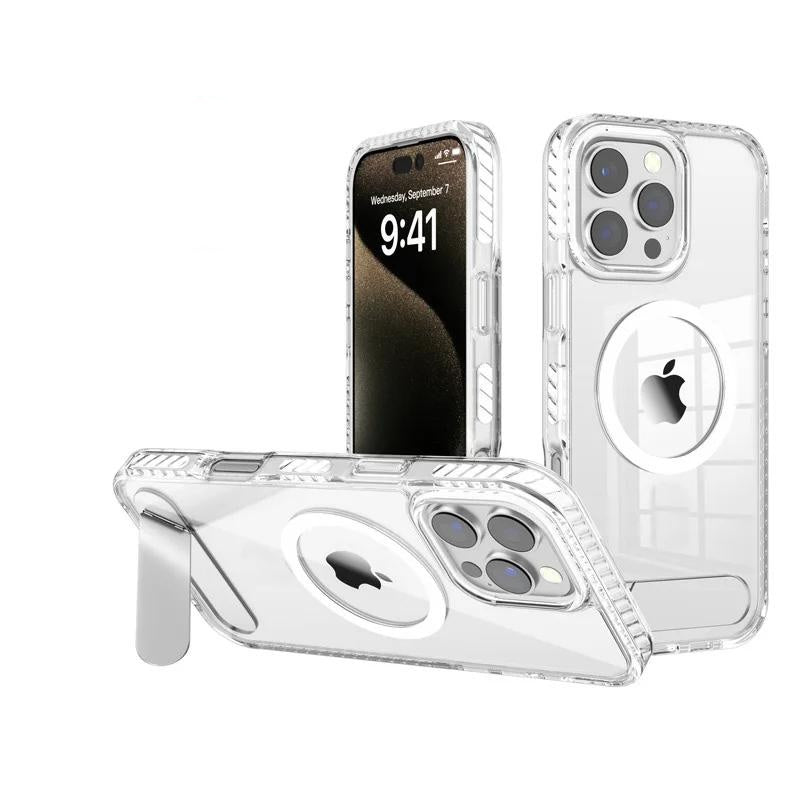 Metal Stand Clear Magsafe Case For iPhone