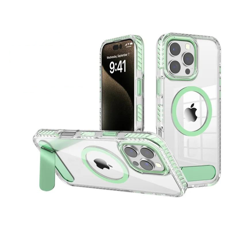 Metal Stand Clear Magsafe Case For iPhone