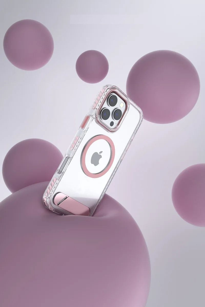 Metal Stand Clear Magsafe Case For iPhone