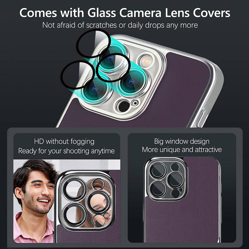 Ultra Thin Business Leather With Camera Protective Lens Case For iPhone