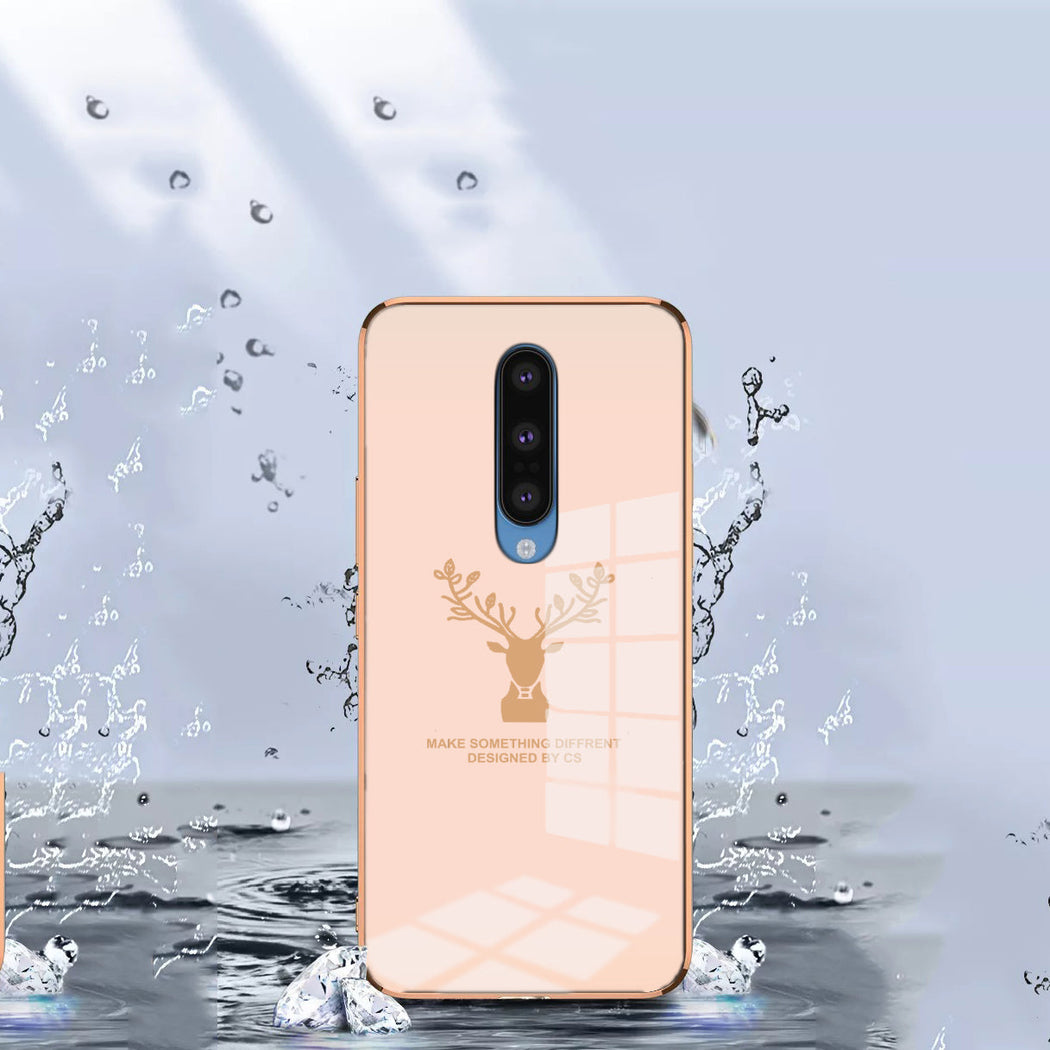 Luxury Golden Edges Deer Glass Back Case For Oneplus Series - Premium Cases