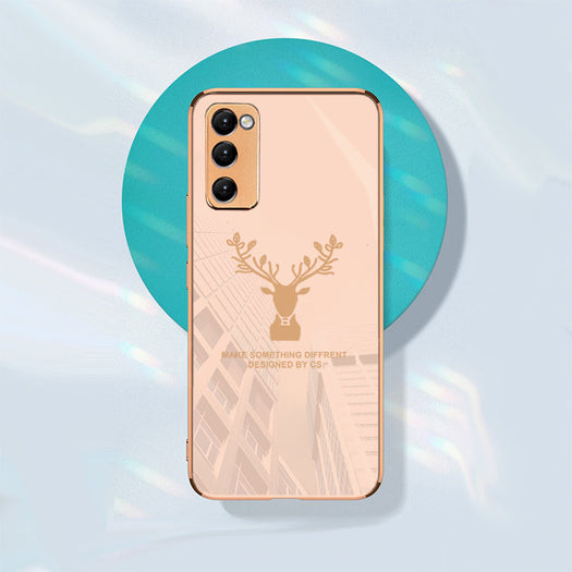 Luxury Golden Edges Deer Glass Back Case For Samsung Galaxy S20 FE - Premium Cases