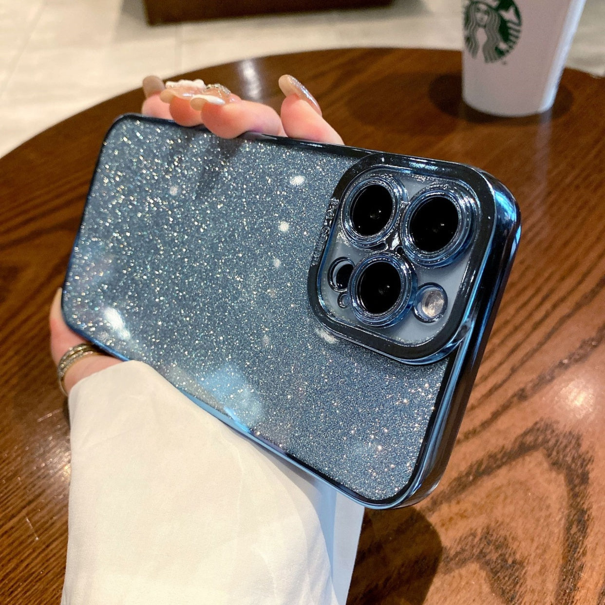 Luxury Glitter Transparent Square Bumper Back Case for iPhone 14 Pro