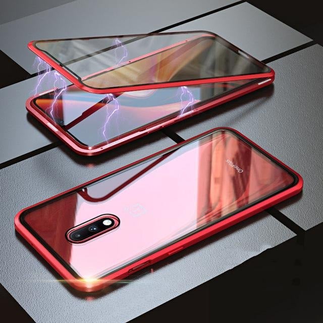 Electronic Auto Fit Double Glass Magnetic Case For One Plus 7