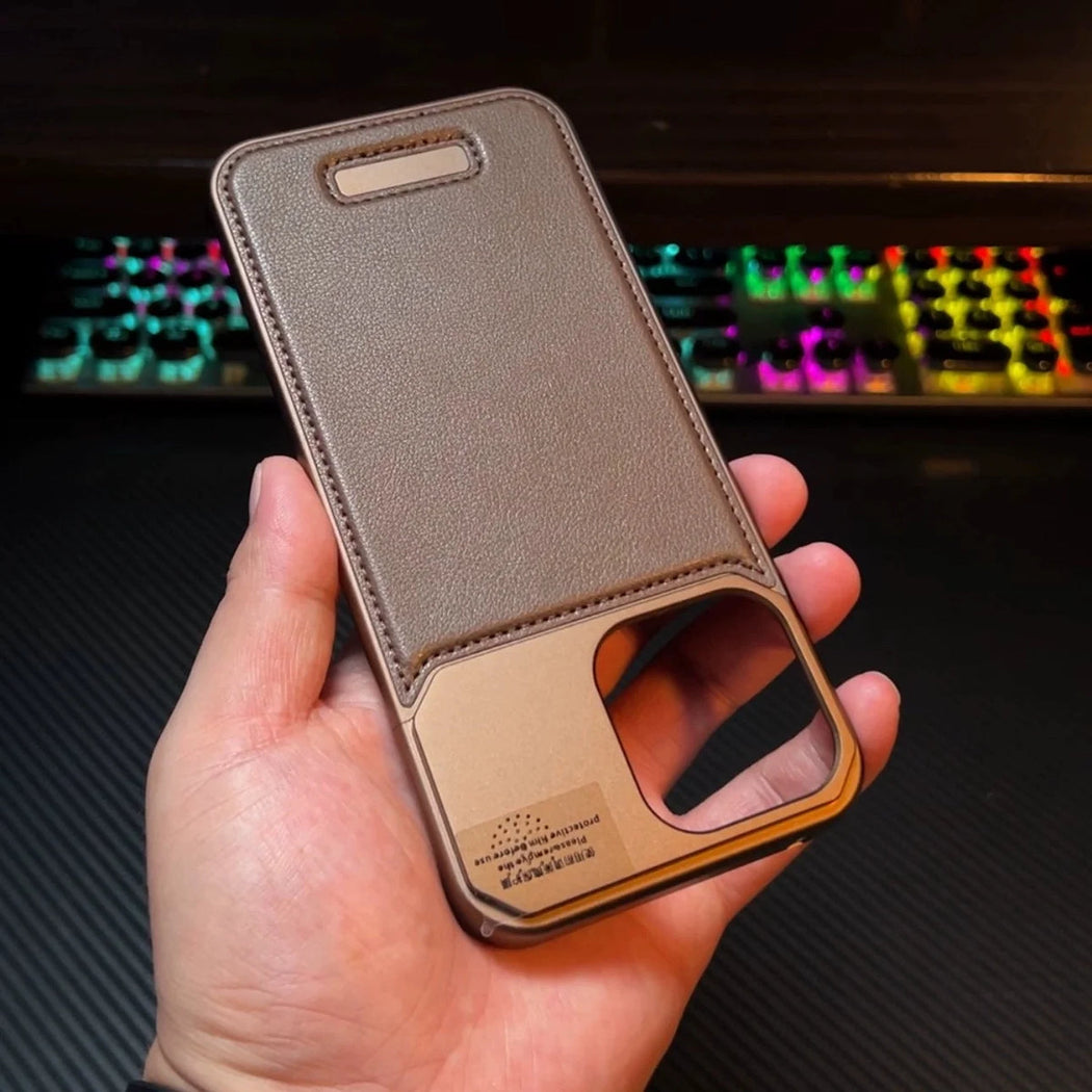 Premium Metallic Leather Case For iPhone 16 Pro Max