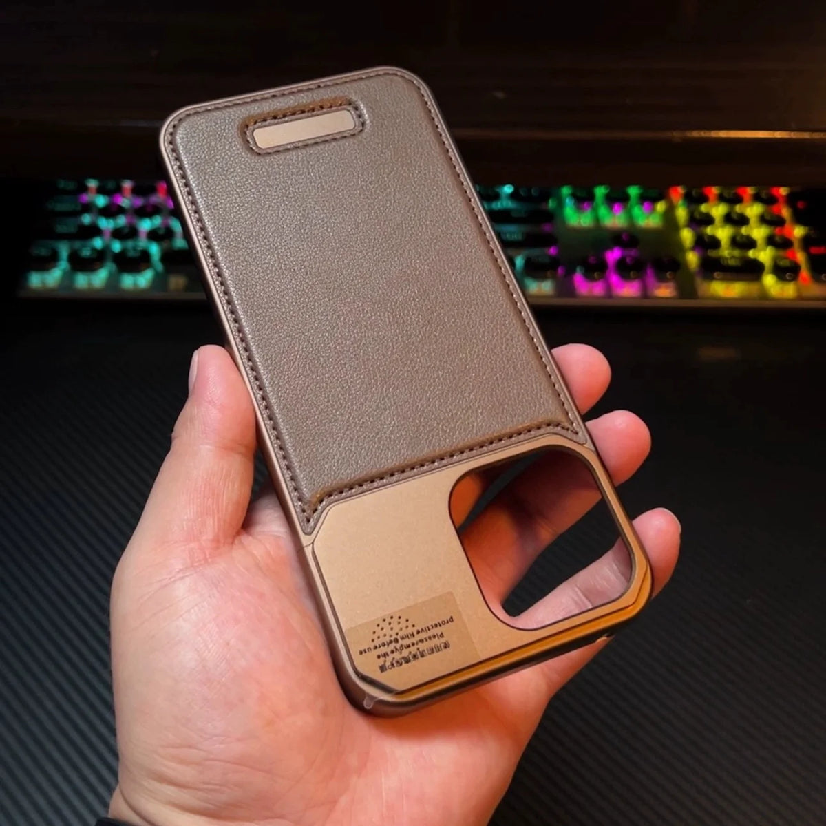 Premium Metallic Leather Case For iPhone 16 Pro Max