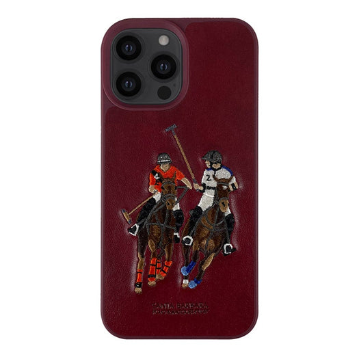 Santa Barbara Jockey Series Genuine Leather Red Case For iPhone 13 Pro Max - planetcartonline