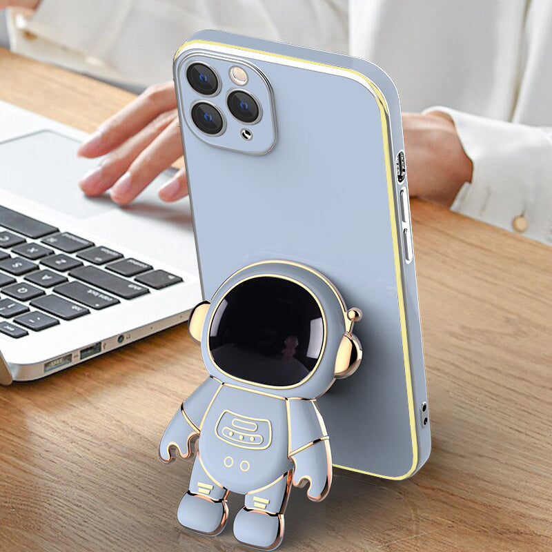 Astronaut Luxurious Gold Edge Back Case For iPhone 12