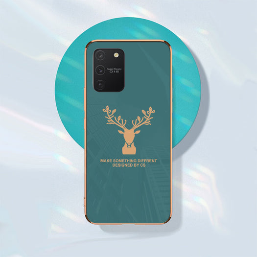 Luxury Golden Edges Deer Glass Back Case For Samsung Galaxy S10 Lite - Premium Cases