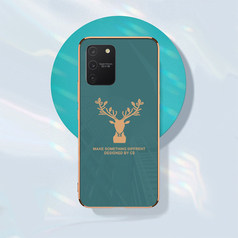 Luxury Golden Edges Deer Glass Back Case For Samsung Galaxy S10 Lite - Premium Cases