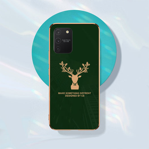 Luxury Golden Edges Deer Glass Back Case For Samsung Galaxy S10 Lite - Premium Cases