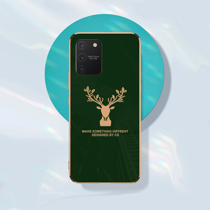 Luxury Golden Edges Deer Glass Back Case For Samsung Galaxy S10 Lite - Premium Cases