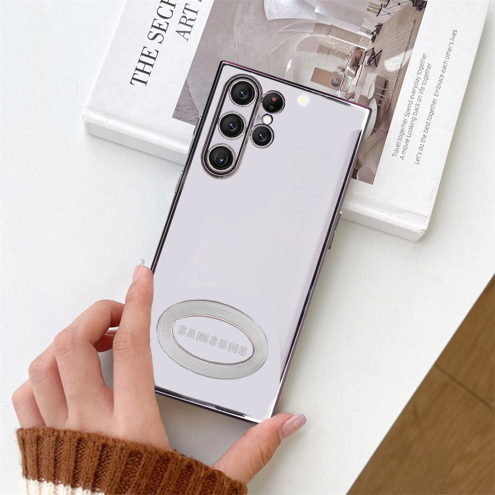 Premium Electroplated Luxury Square Silicon Clear Logo Cut Camera Protection Back Case Cover For Samsung S22 Ultra