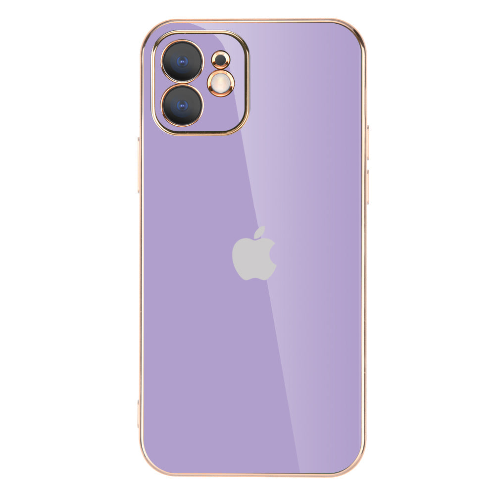 Luxurious Gold Edge Glass Back Case For iPhone 12