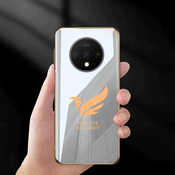 Target Luxurious Gold Edge Glass Back Case For Oneplus 7T