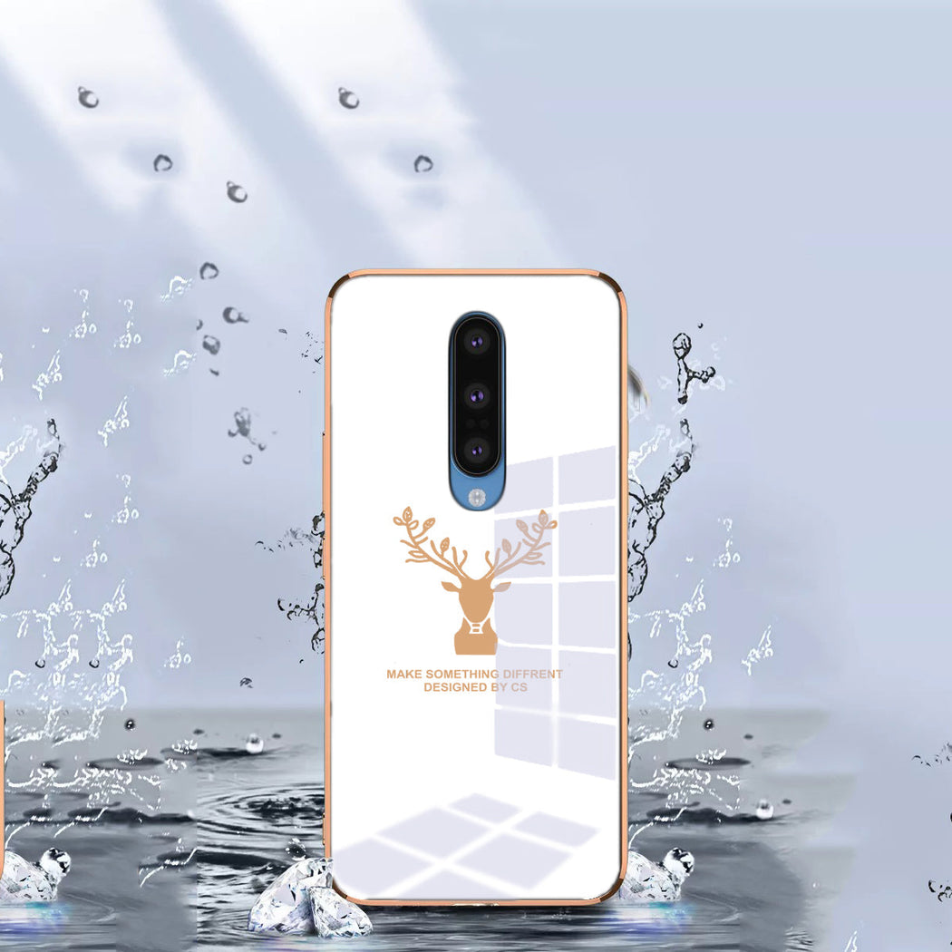 Luxury Golden Edges Deer Glass Back Case For Oneplus Series - Premium Cases