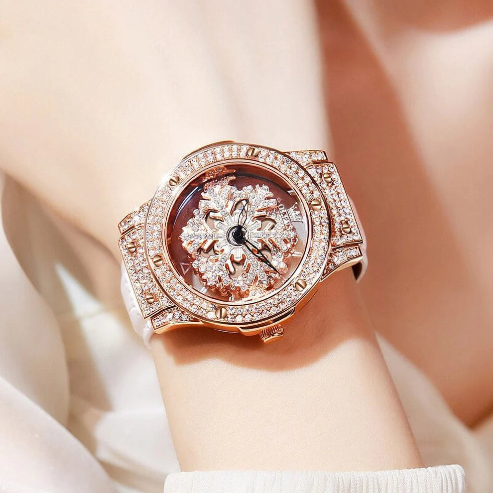 Diamond Snowflake Revolving Wristwatch
