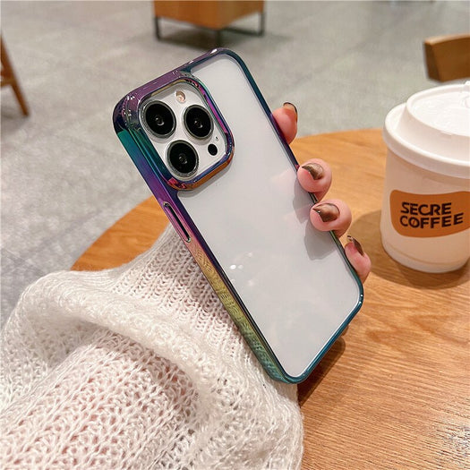 Transparent Heavy Duty Shining Gradient Back Case Cover for iPhone 13 Pro Max