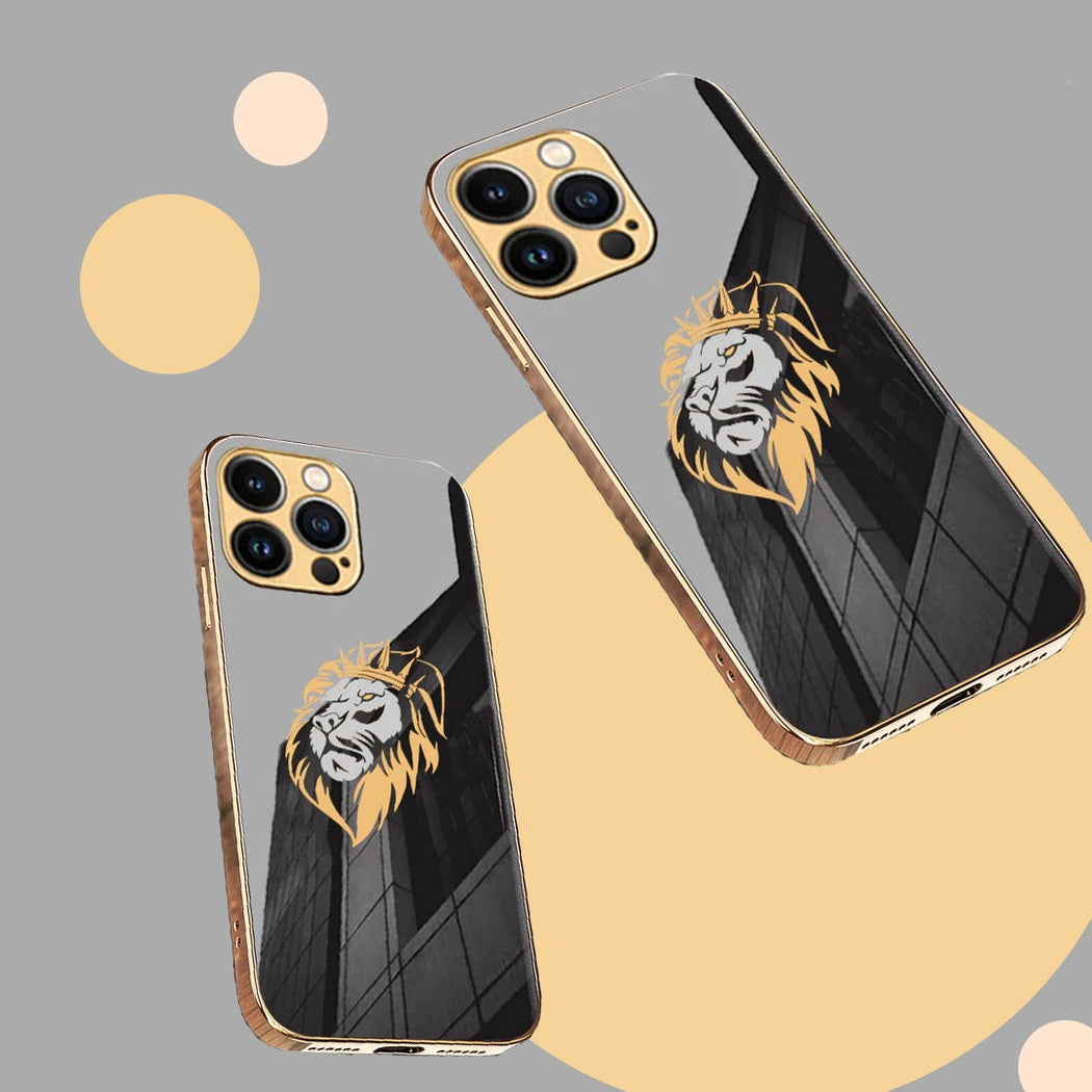 Luxury Premium Dual Shade Lion Back Case With Golden Edges For iPhone 13 Pro Max