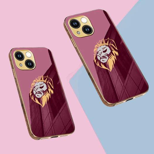 Luxury Premium Dual Shade Lion Back Case With Golden Edges For iPhone 14 Series
