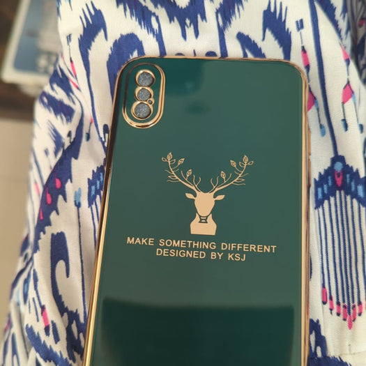 Luxury Silicon Deer Case With Golden Edges For iPhone Xs Max