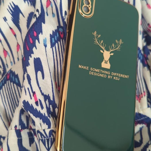 Luxury Silicon Deer Case With Golden Edges For iPhone Xs Max