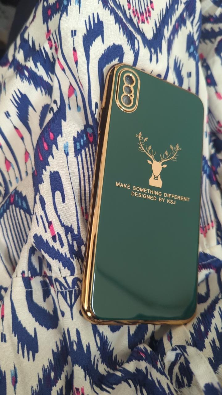 Luxury Silicon Deer Case With Golden Edges For iPhone Xs Max